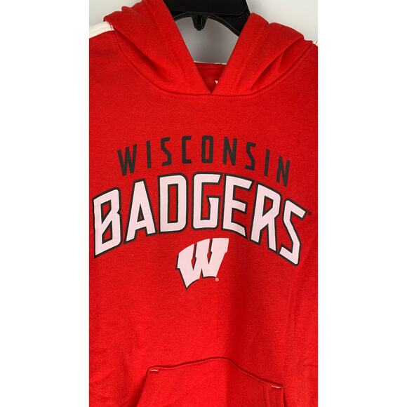 Fanatics Wisconsin Badgers Mens Gametime Pullover Hoodie Size Small Red Flawed - Picture 2 of 12